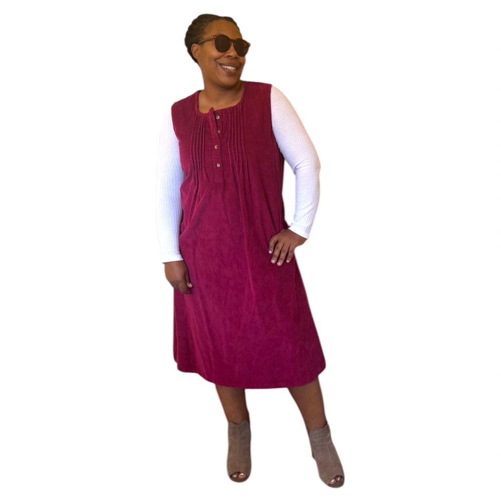 Anthony Richards Dress Sleeveless Corduroy Midi Jumper Modest